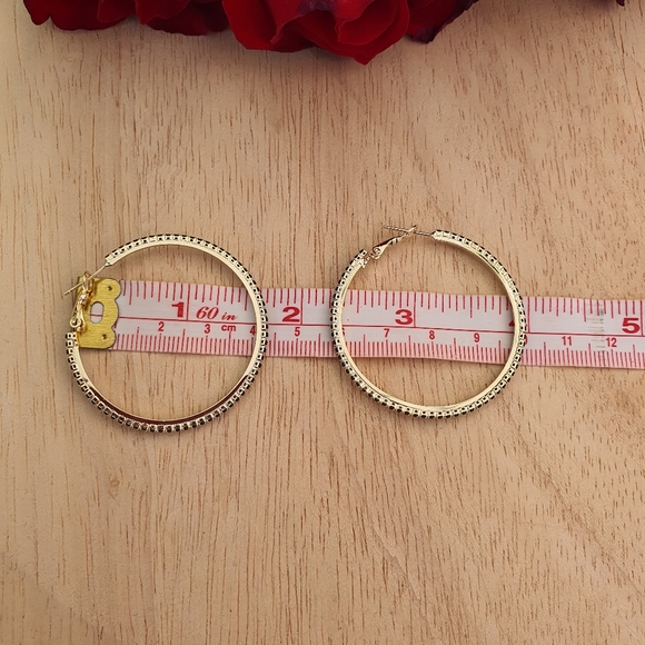 Gold and Black Hoop Earrings - Picture 5 of 7